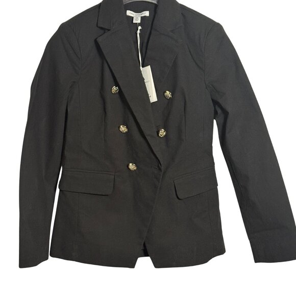 Kasper Black Double-Breasted Cotton/Denim Blazer, Gold Button Detail, NWT,SZ: SX - Picture 3 of 10